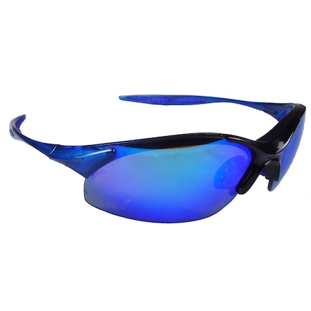 Radians Rad-Infinity, Safety Glasses, Anti-Scratch, Blue Mirror Lens, Blue Frame, Half-Frame, 1 PR IN2-70